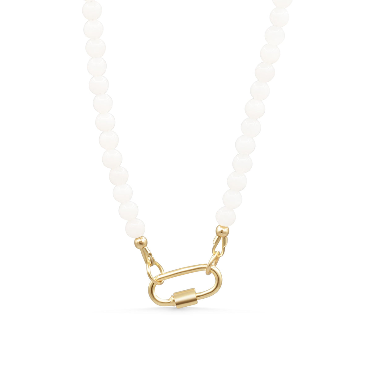 Earthly Abundance Luna Lock Necklace featuring a delicate silver chain and a crescent moon pendant.