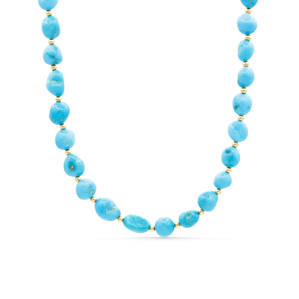 Sleeping Beauty Turquoise nugget necklace by Earthly Abundance featuring natural turquoise stones on a delicate chain.
