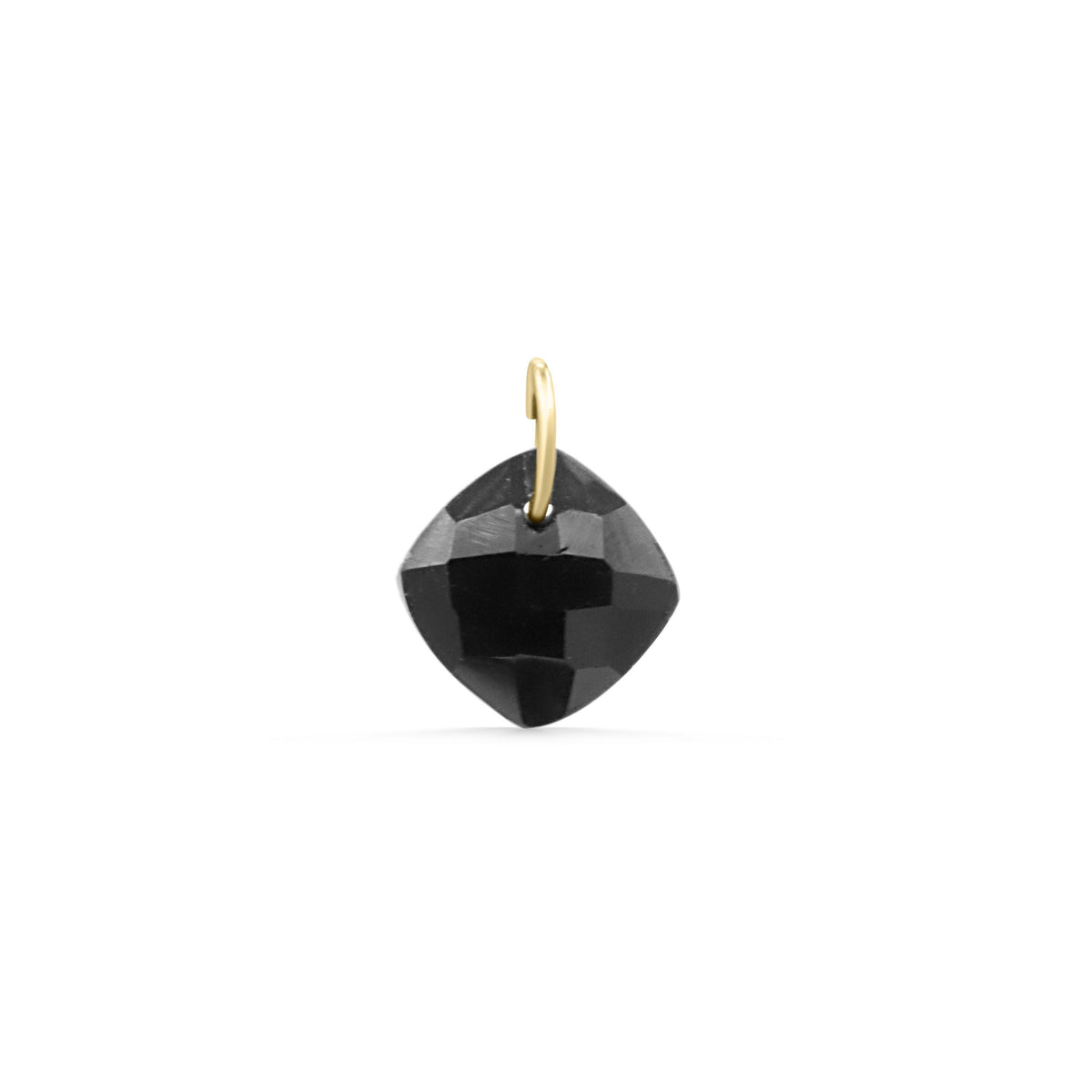 Black Tourmaline faceted pendant from Earthly Abundance featuring a polished, multi-faceted black gemstone pendant.