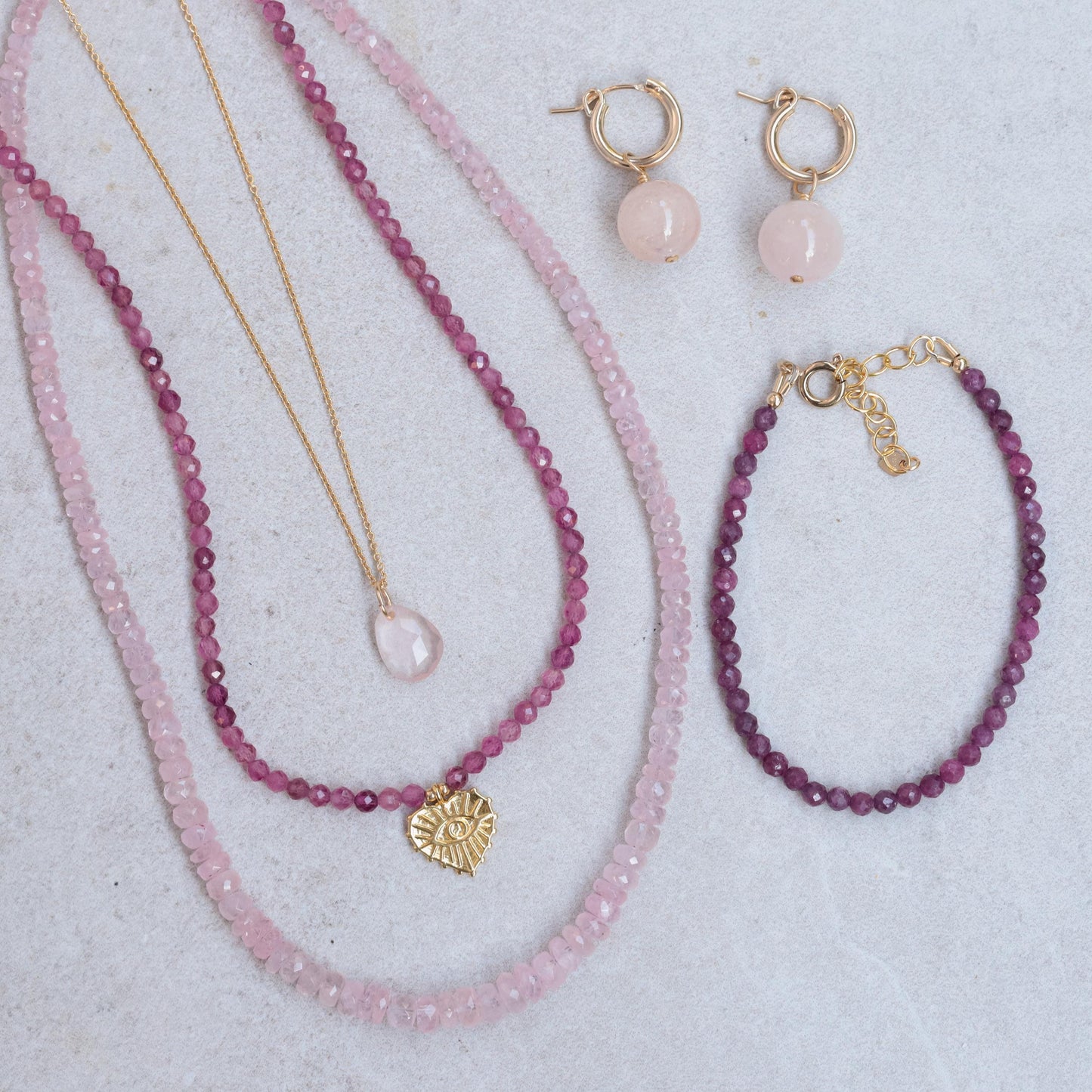Bubblegum pink Morganite necklace from Earthly Abundance featuring a delicate gemstone pendant on a fine chain.