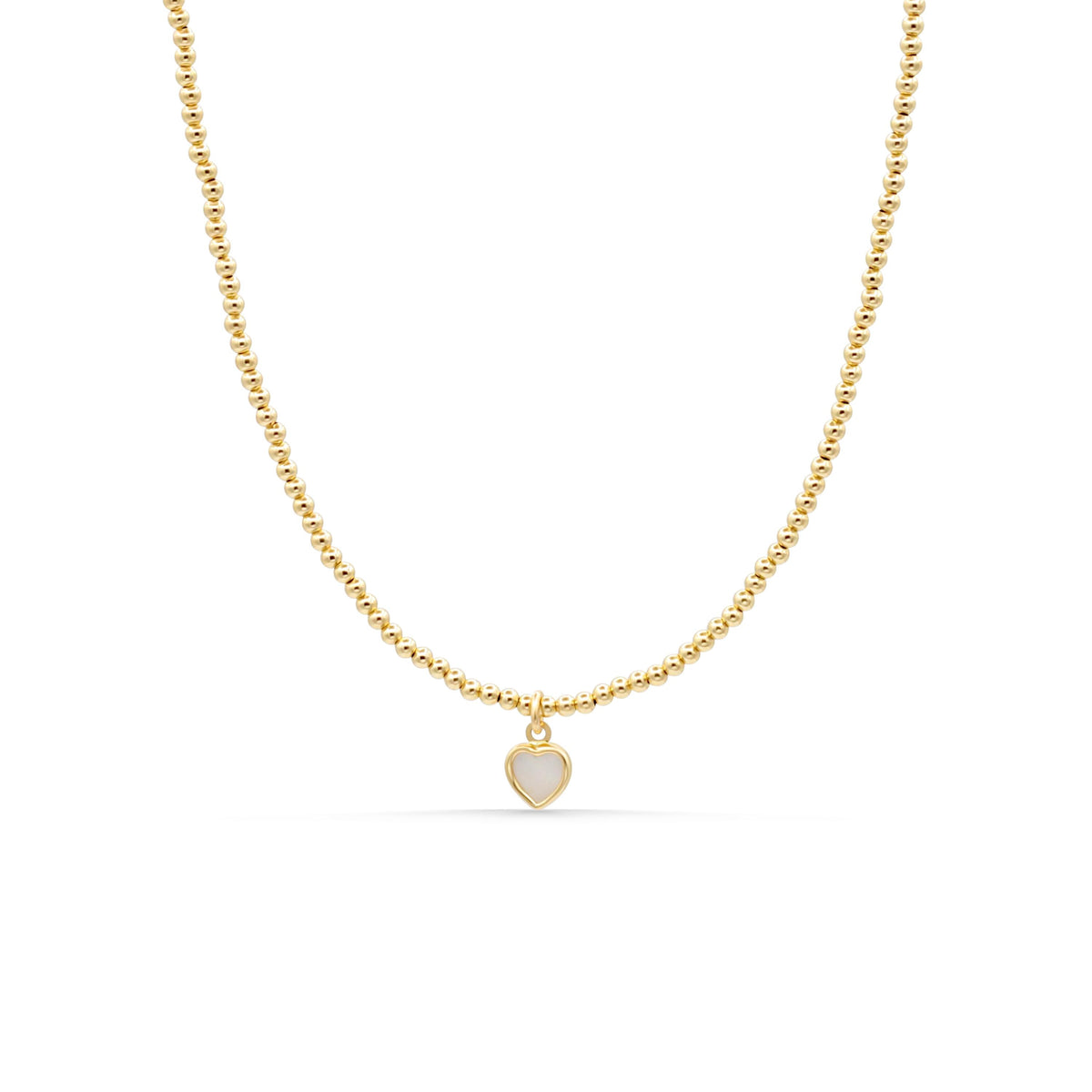 Mother of Pearl necklace in 14K gold from Earthly Abundance, featuring a lustrous pearl pendant and delicate chain.