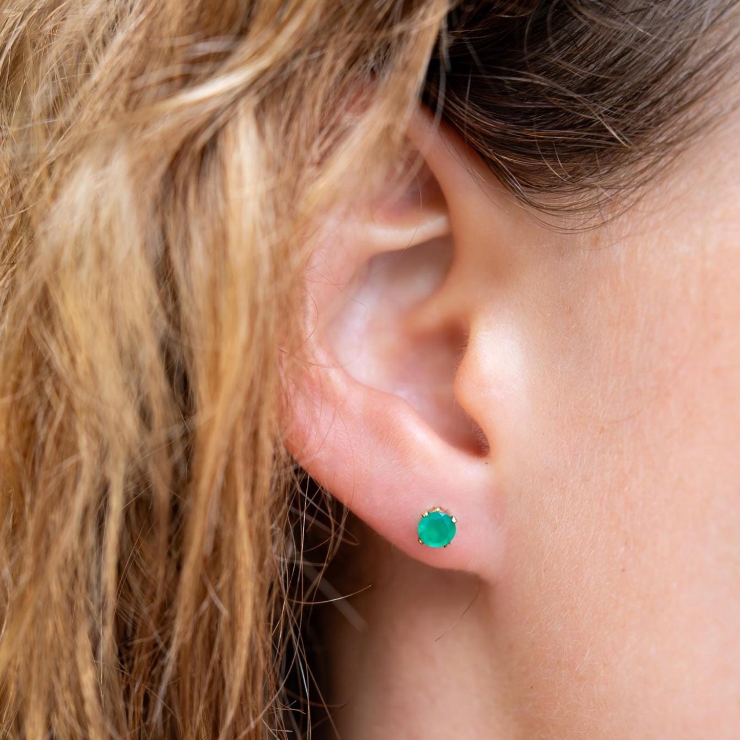 Green onyx stud earrings
