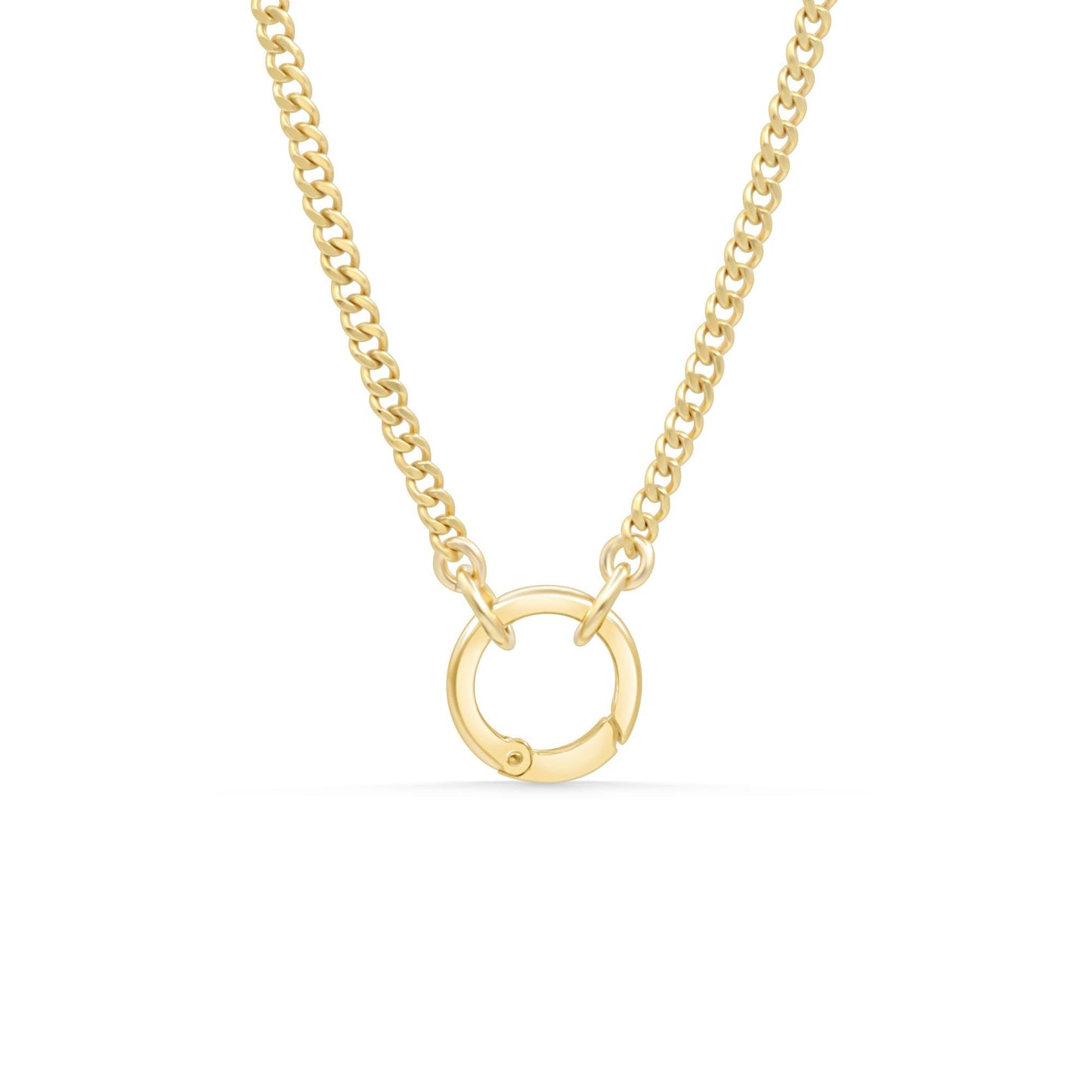 14k gold-filled curb chain necklace from Earthly Abundance, close-up of the shiny, textured chain links.