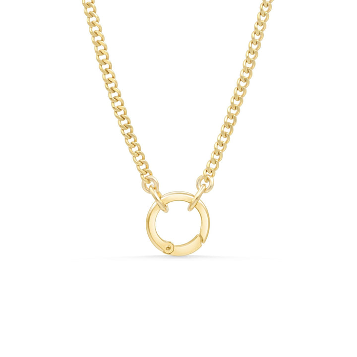 14k gold-filled curb chain necklace from Earthly Abundance, close-up of the shiny, textured chain links.