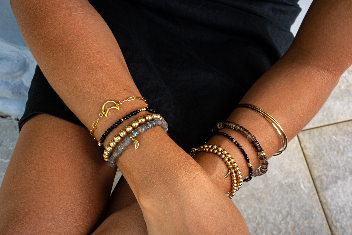 Grounding Smoky Quartz Heishi bracelet from Earthly Abundance featuring smooth, earthy beads for spiritual balance and style.
