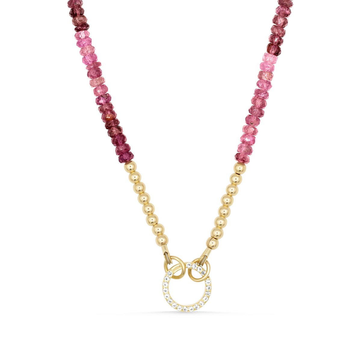 Pink Tourmaline white topaz necklace