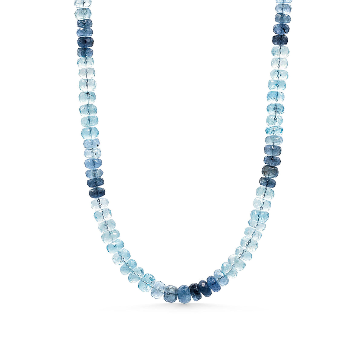 Santa Maria Aquamarine Necklace by Earthly Abundance featuring a large blue aquamarine pendant on a silver chain.