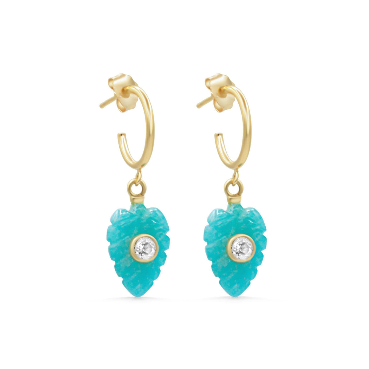 Amazonite and white topaz earrings featuring sterling silver hooks, elegant and natural gemstone jewelry by Earthly Abundance