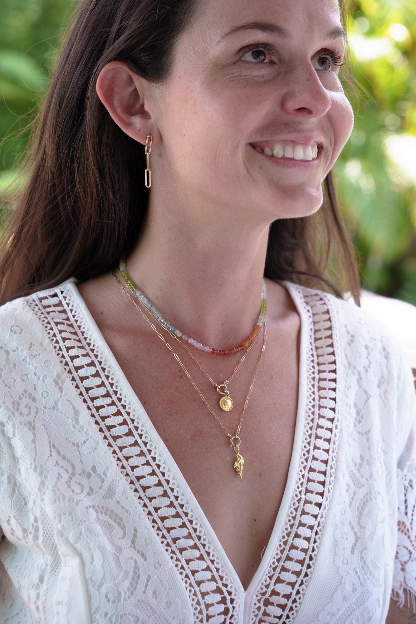 14K gold filled reversed paperclip necklace by Earthly Abundance Jewelry featuring sleek, modern paperclip design on a delicate chain.