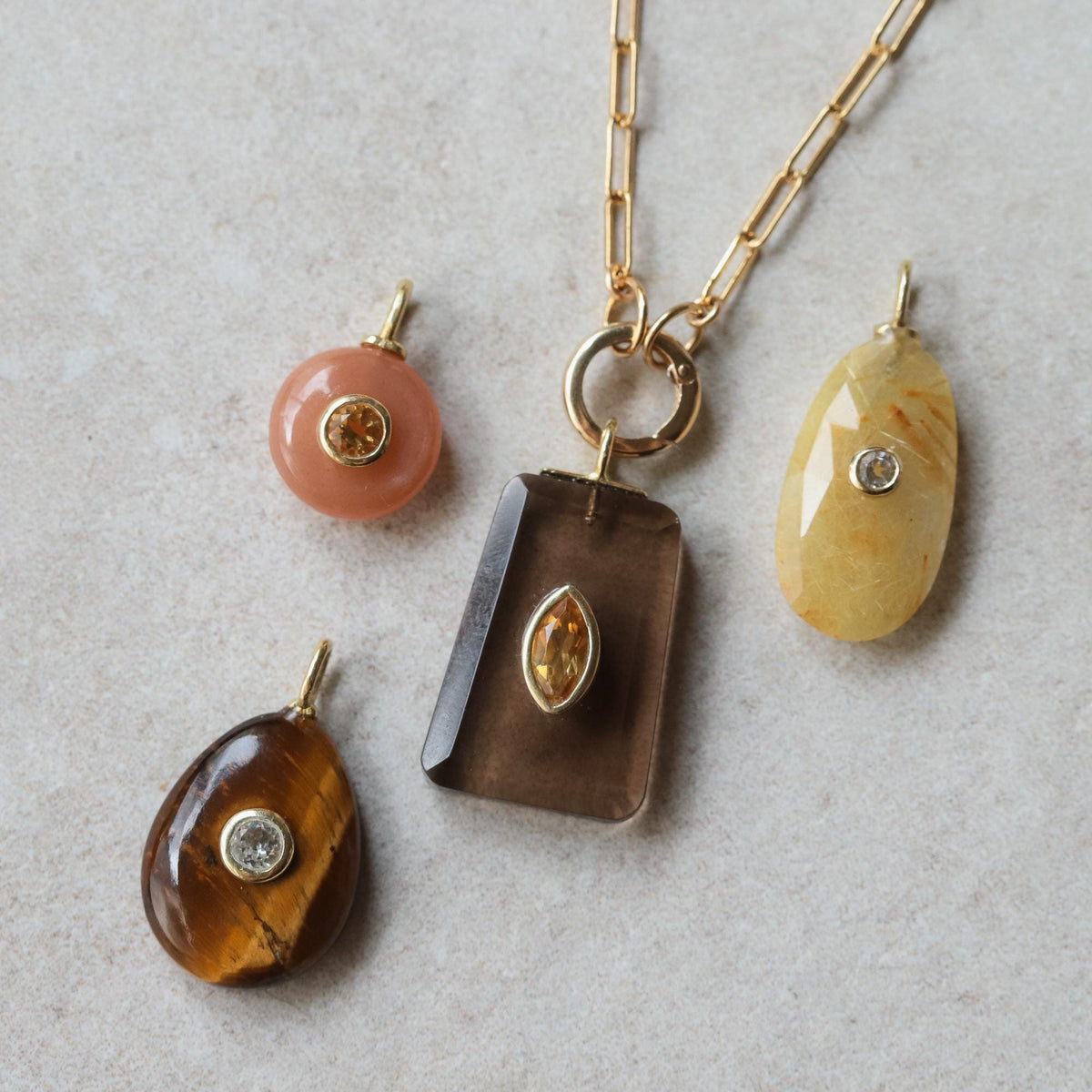 Golden Depth Smoky Quartz Necklace featuring a large smoky quartz pendant on a delicate chain, crafted by Earthly Abundance.