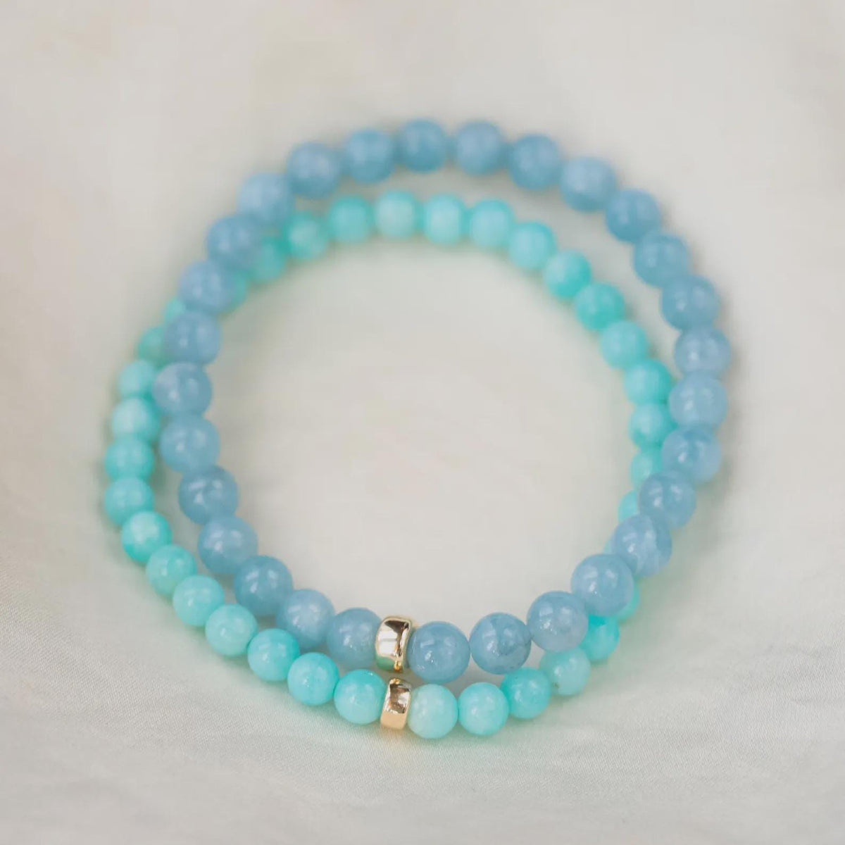 Peruvian Amazonite bracelet with 5mm beads from Earthly Abundance, featuring natural turquoise-green stones on a stretch cord.
