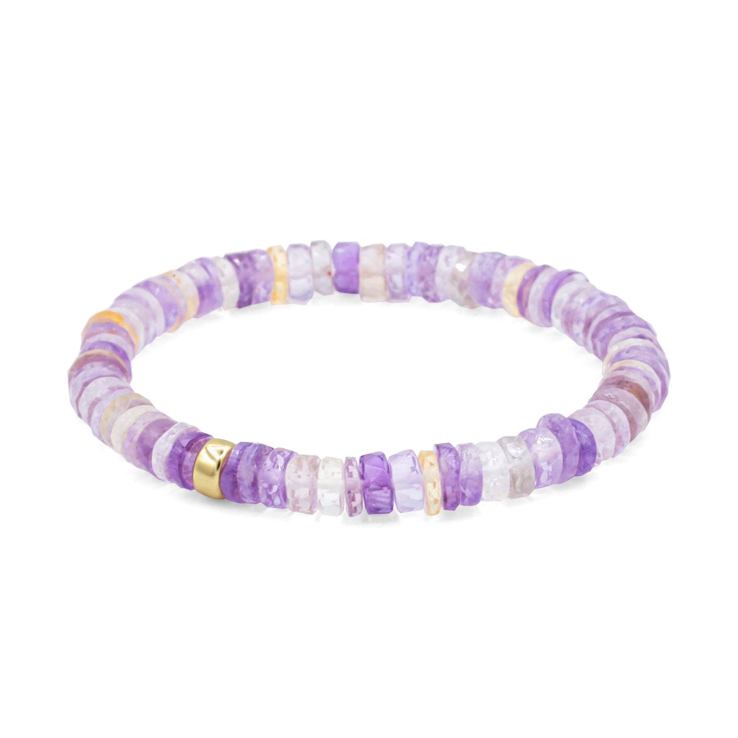 Ametrine Heishi bracelet by Earthly Abundance featuring small, colorful gemstone beads arranged in a stylish bracelet design.