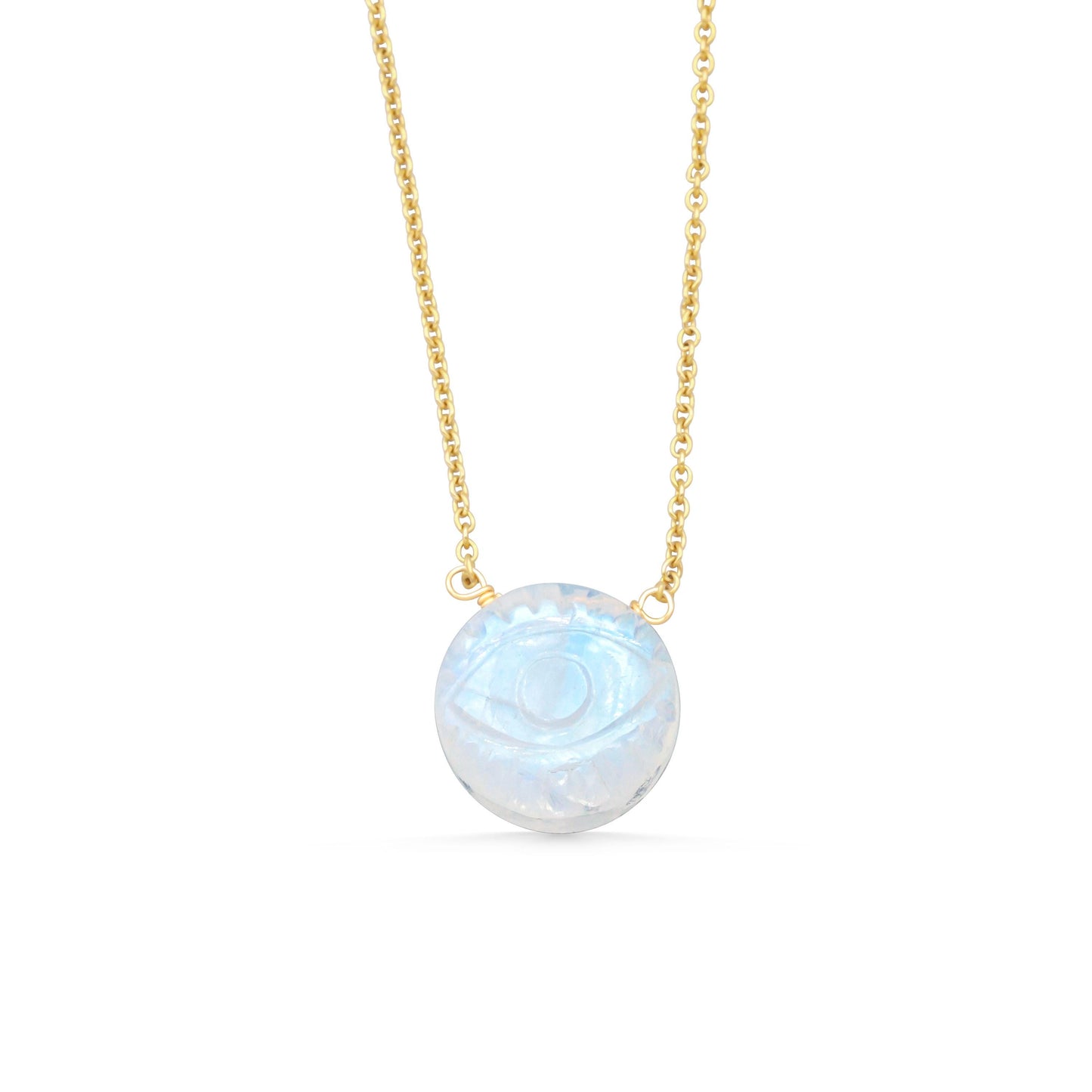 Luminous Evil Eye Moonstone Necklace - 14K gold filled