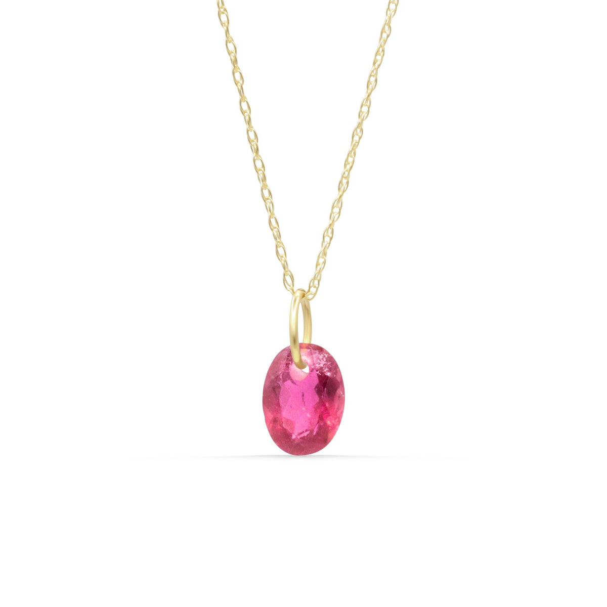 Pink Tourmaline Necklace Pendant - 14K