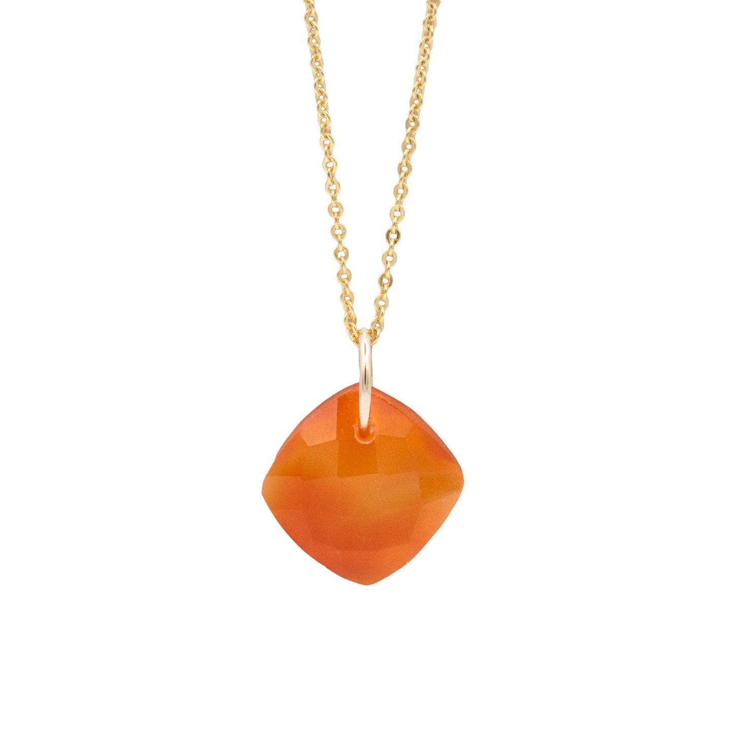Carnelian Pendant Necklace | Genuine Faceted Gemstone | 14K Gold Filled Necklace | Handmade in Canada