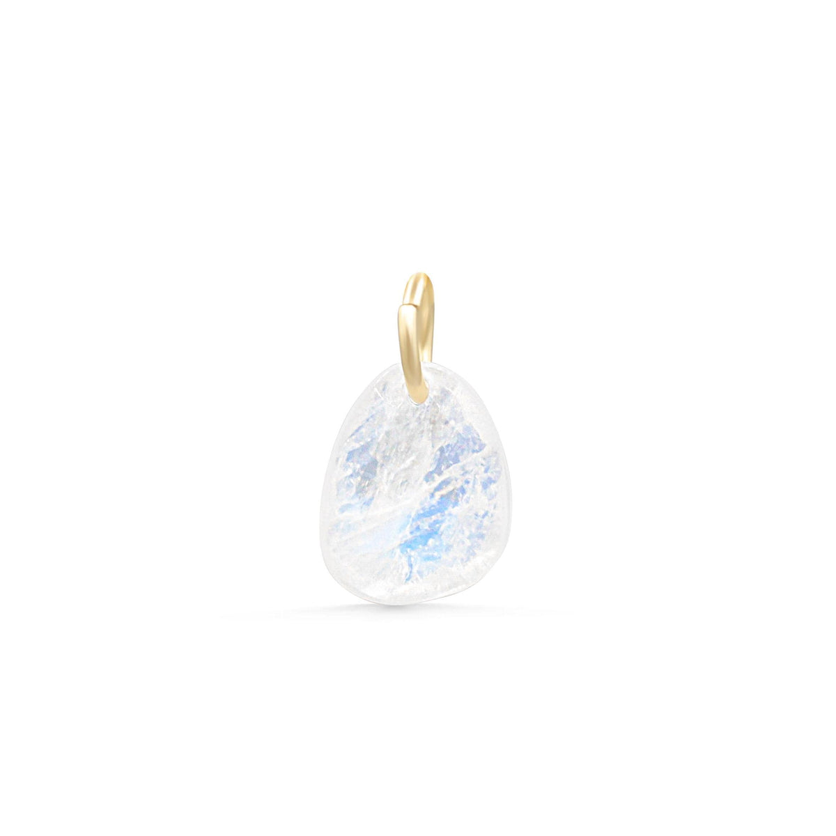 Rainbow Moonstone pendant necklace with 14K gold setting, featuring a smooth, oval-shaped moonstone gemstone on a delicate chain.