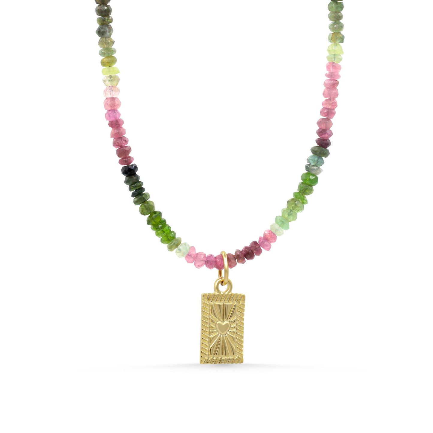 Wild Heart Watermelon Tourmaline necklace by Earthly Abundance featuring vibrant pink and green gemstone pendant on a delicate chain.