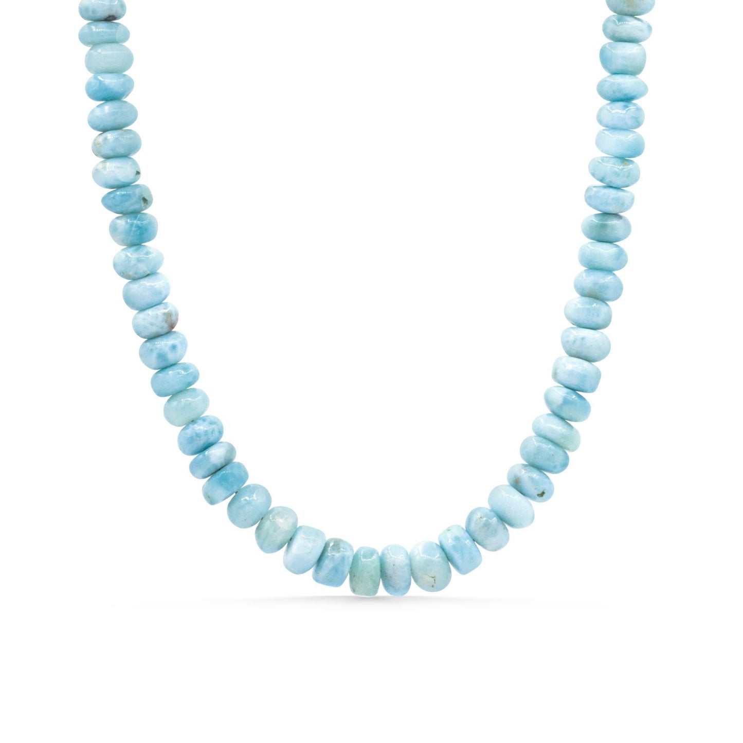 Dreamy Energy Larimar necklace with 14K gold chain from Earthly Abundance, featuring a smooth, oval larimar pendant.