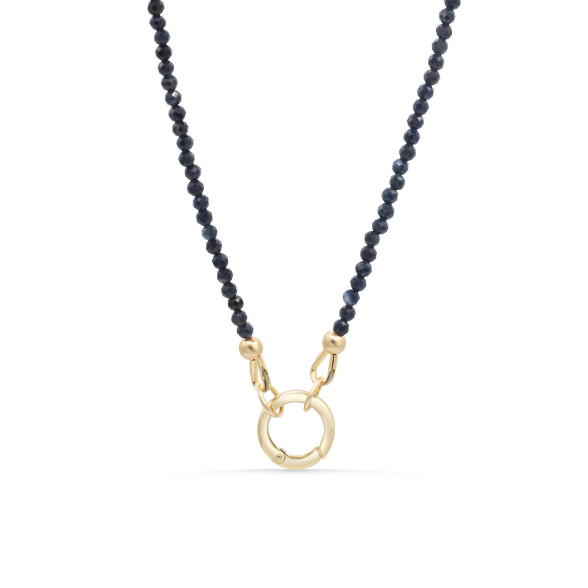 Blue Sapphire Carabiner Necklace - 14K