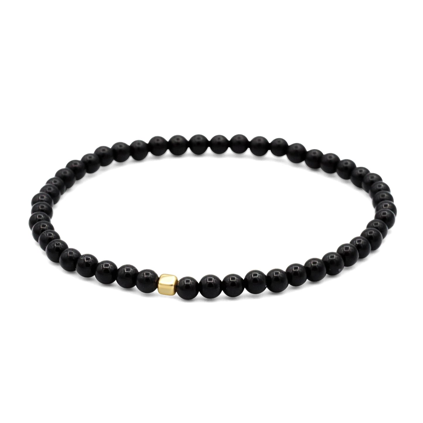 Men’s black Tourmaline bracelet from Earthly Abundance featuring round beads and adjustable cord for stylish wear.