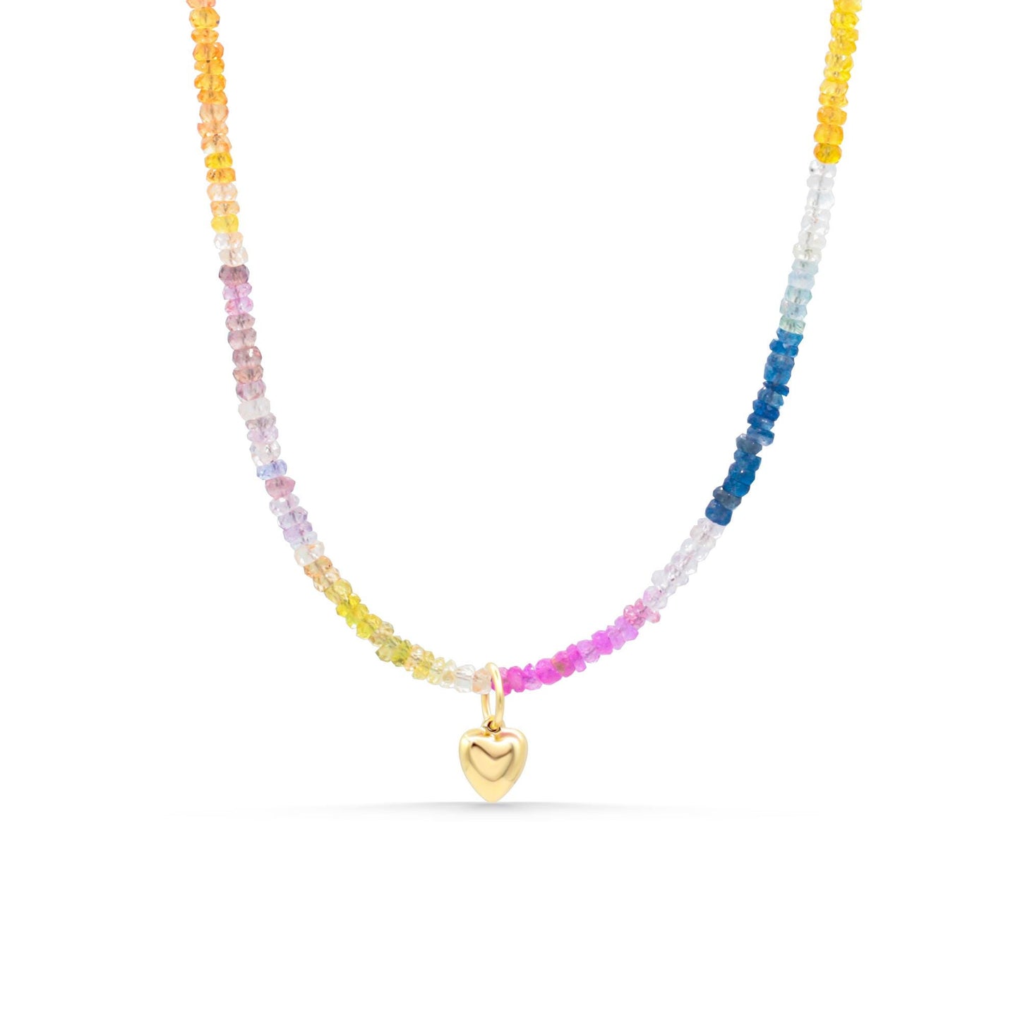 Love Frequency Heart Sapphire Necklace by Earthly Abundance featuring a heart-shaped sapphire pendant on a delicate chain.