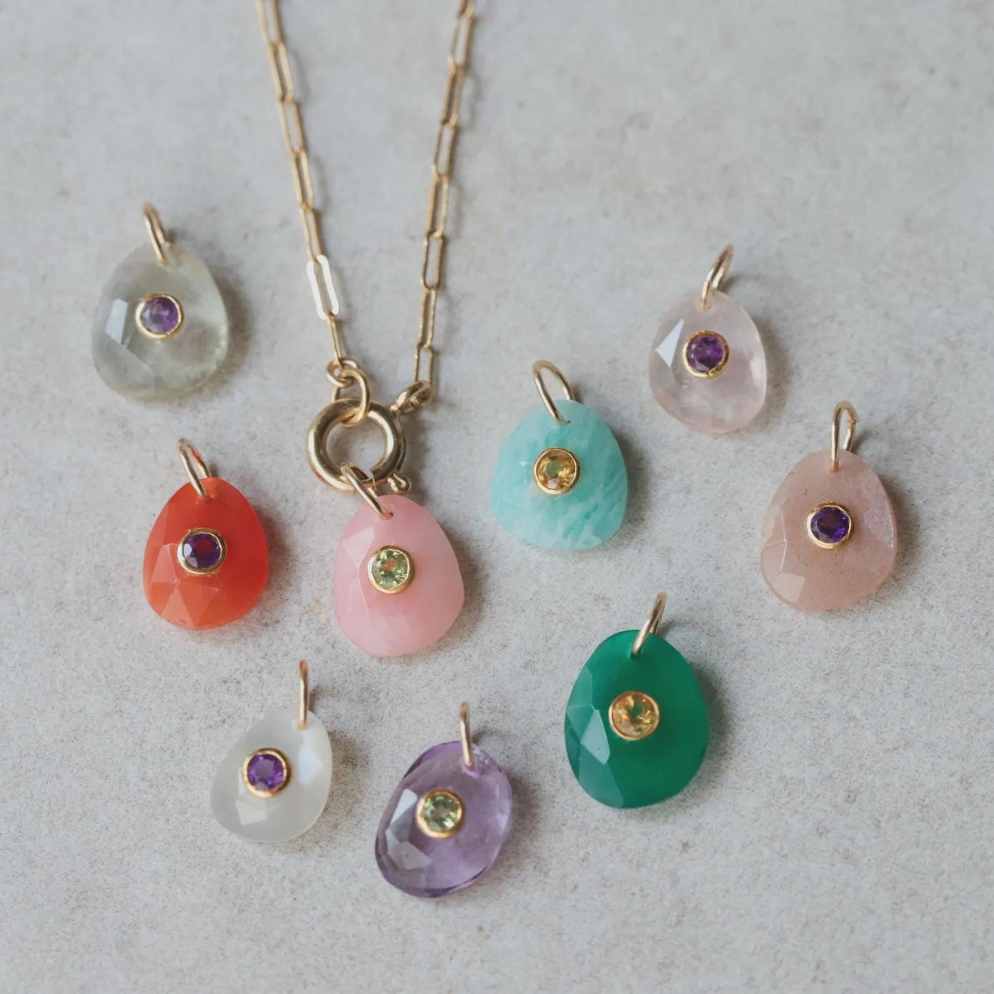 Golden Tide pendant featuring Amazonite and Citrine gemstones from Earthly Abundance, showcasing the elegant jewelry design.