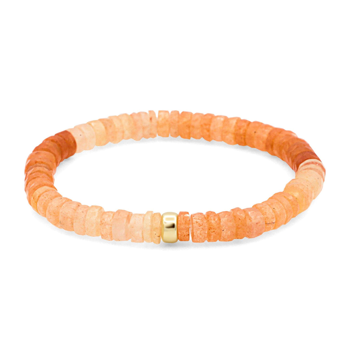 Luminous Glow Peach Moonstone bracelet by Earthly Abundance featuring smooth, glowing peach-colored moonstone beads.