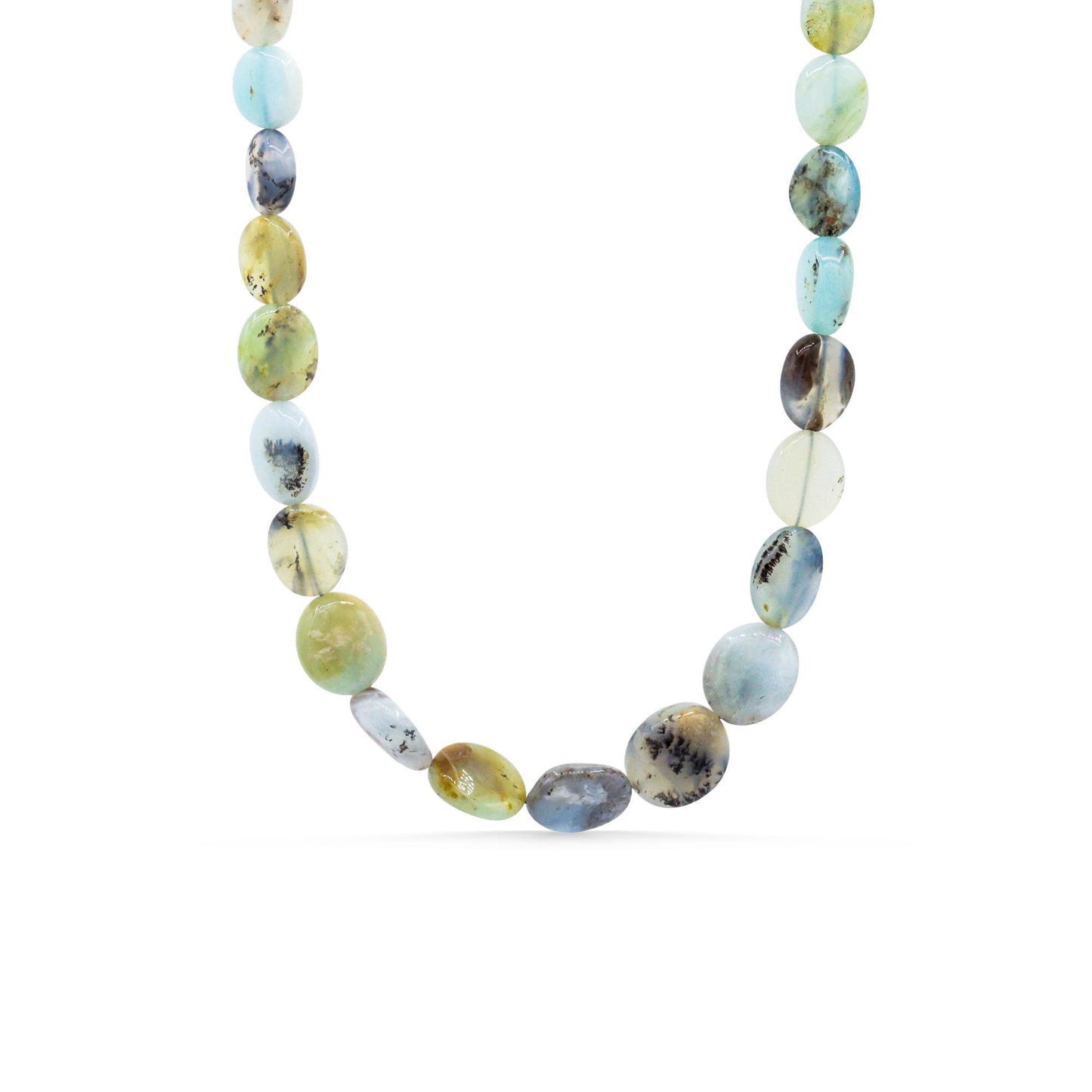 Peruvian Opal necklace with ocean-inspired beads by Earthly Abundance, featuring vibrant, polished gemstone strands.