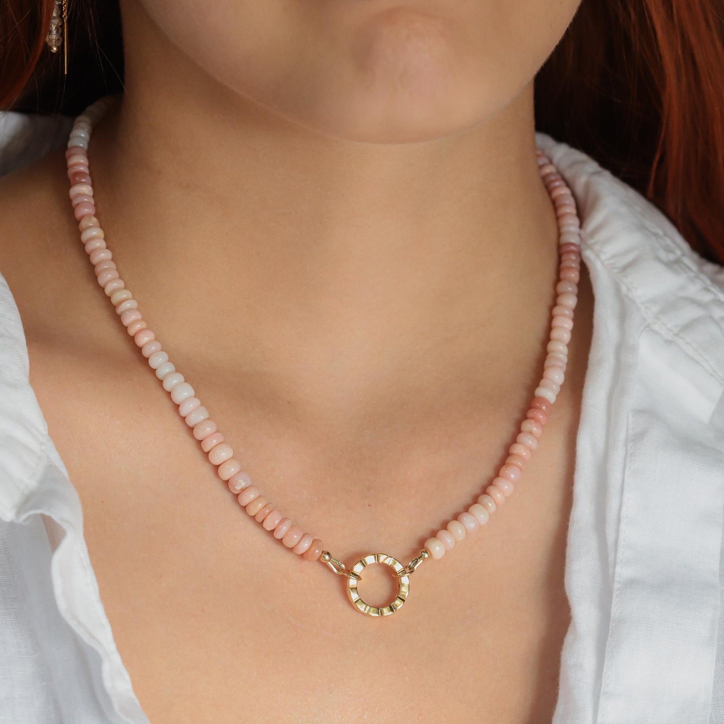 Pink opal Carabiner Necklace
