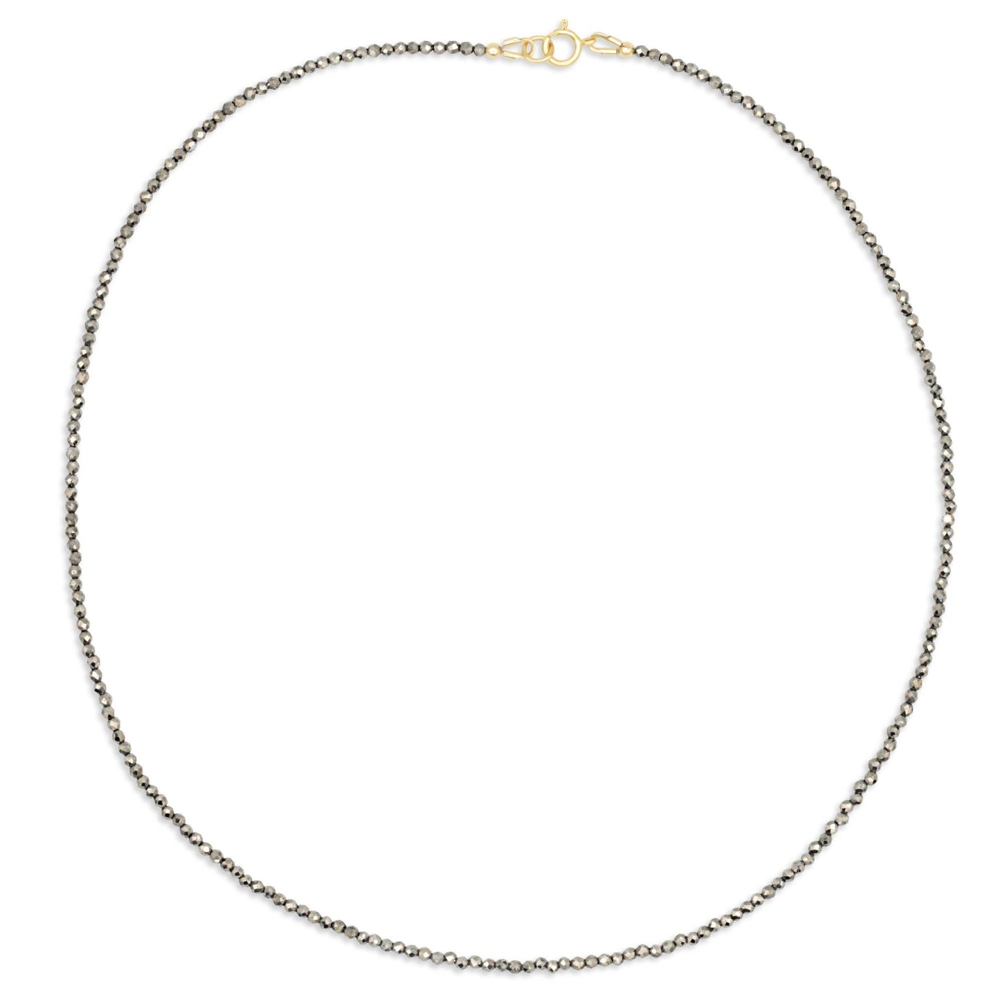 Golden Radiance Pyrite Necklace featuring sparkling pyrite stones on a delicate chain, designed by Earthly Abundance.