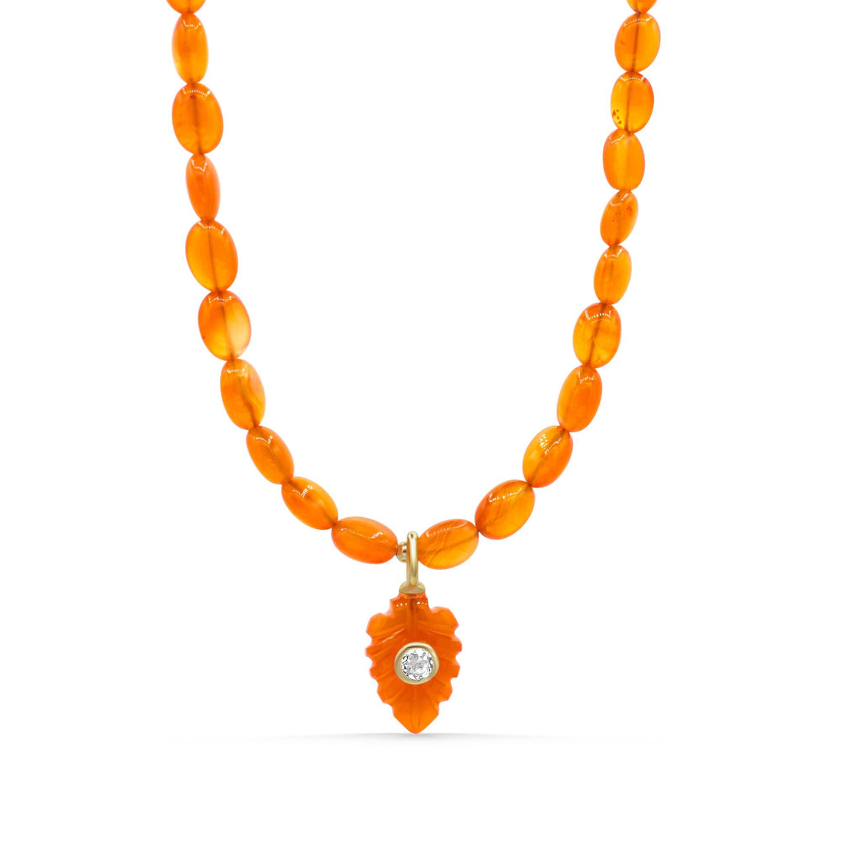 Solar Leaf Necklace - Carnelian & Topaz