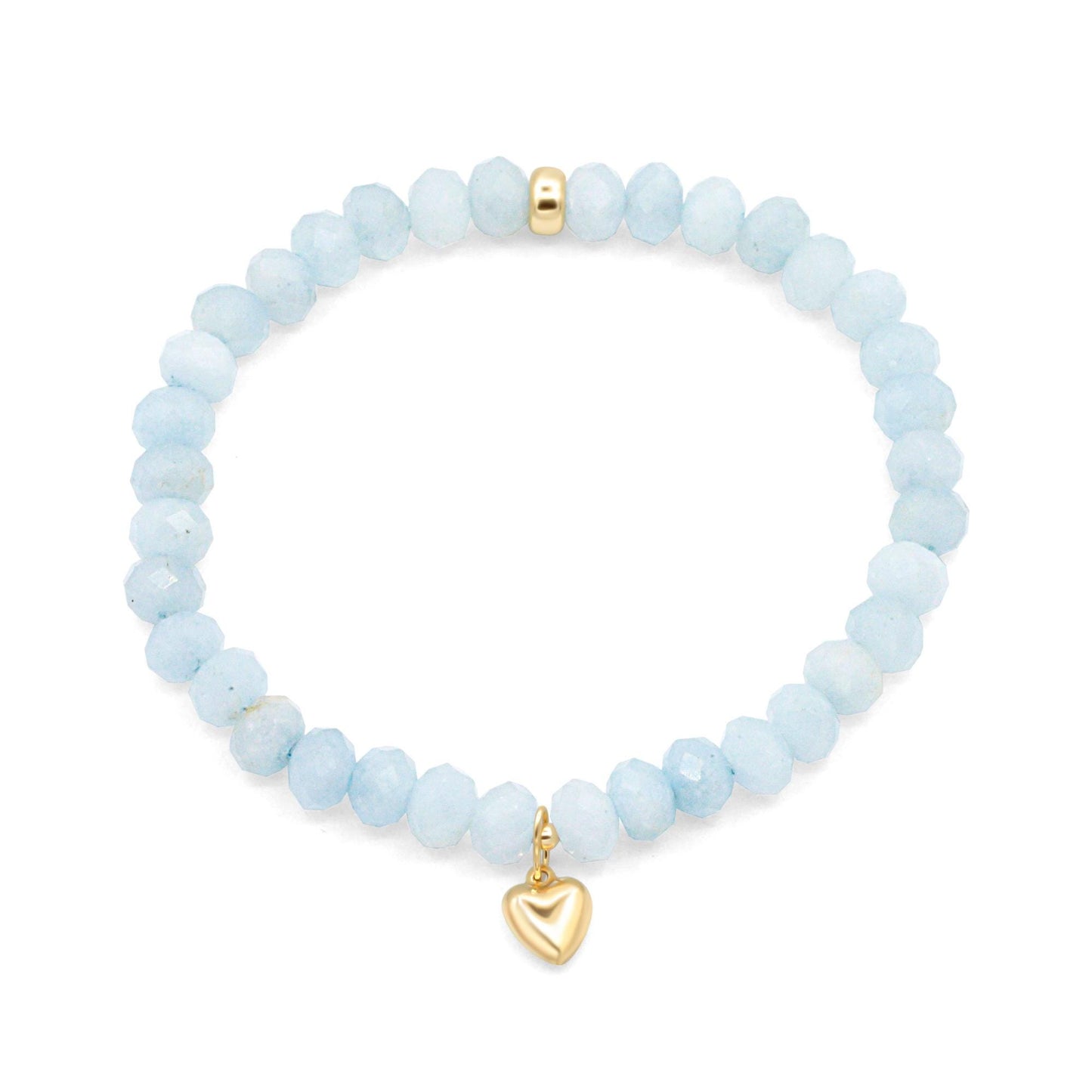Serenity Aquamarine Bracelet by Earthly Abundance featuring polished aquamarine beads on a delicate elastic band.