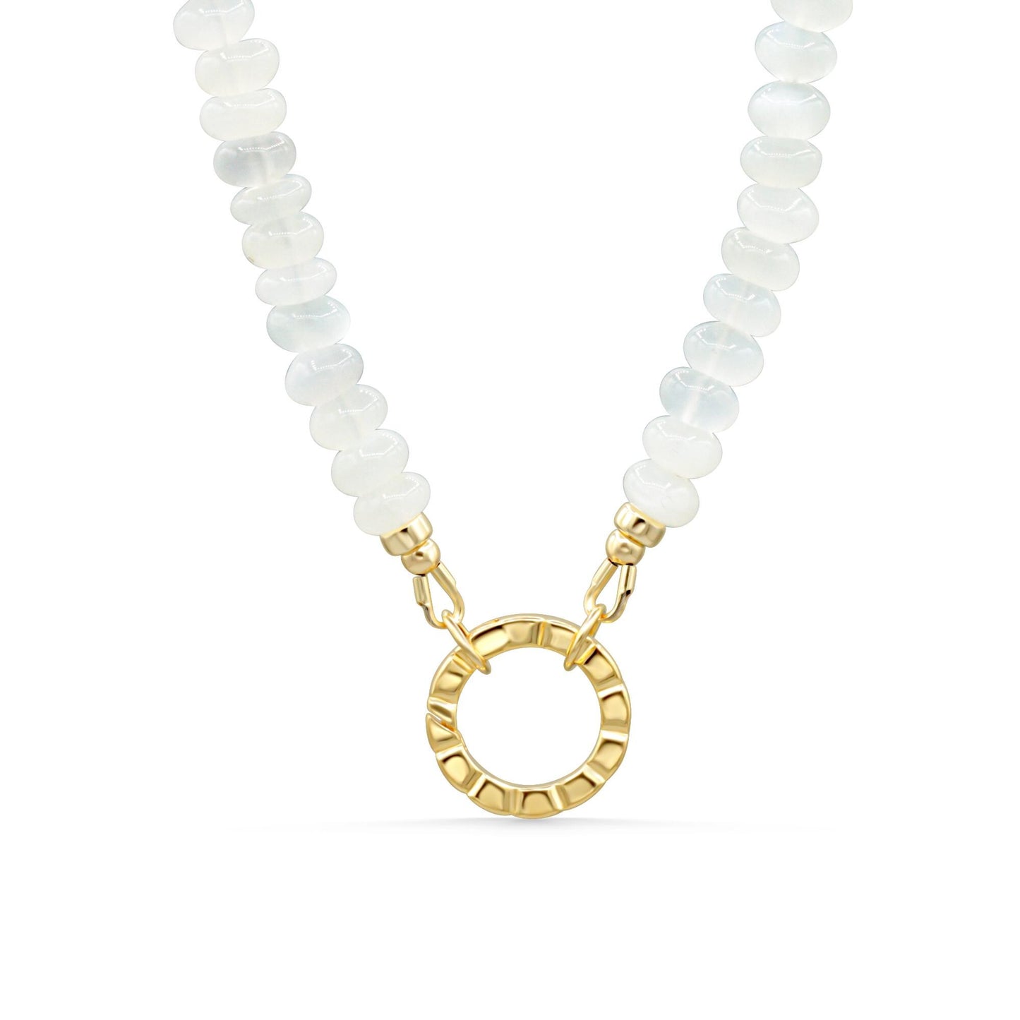 Earthly Abundance Driftlight Moonstone Necklace featuring a shimmering moonstone pendant on a delicate chain.