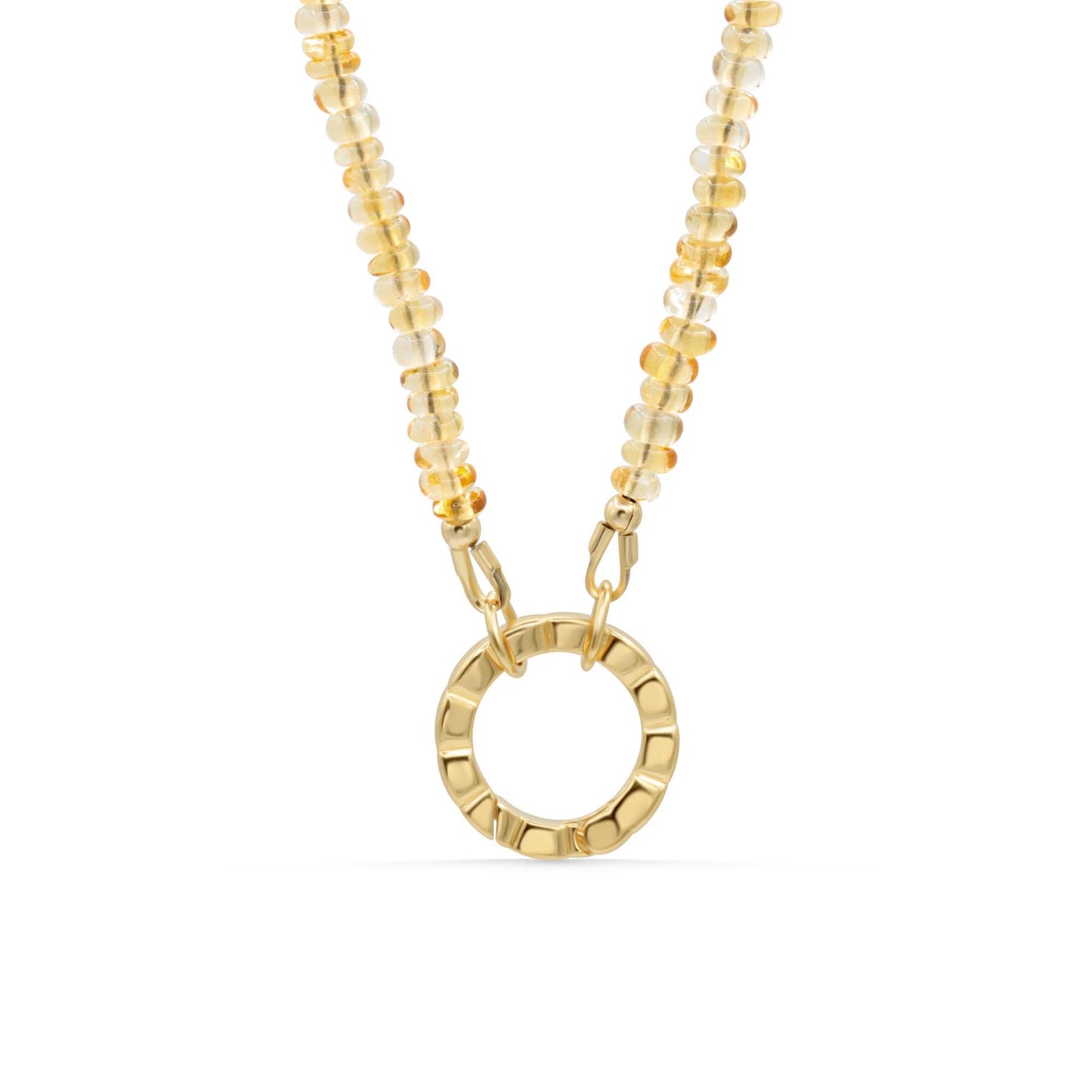 Amber Glow Citrine Necklace by Earthly Abundance featuring a large, polished amber and citrine pendant on a delicate chain.