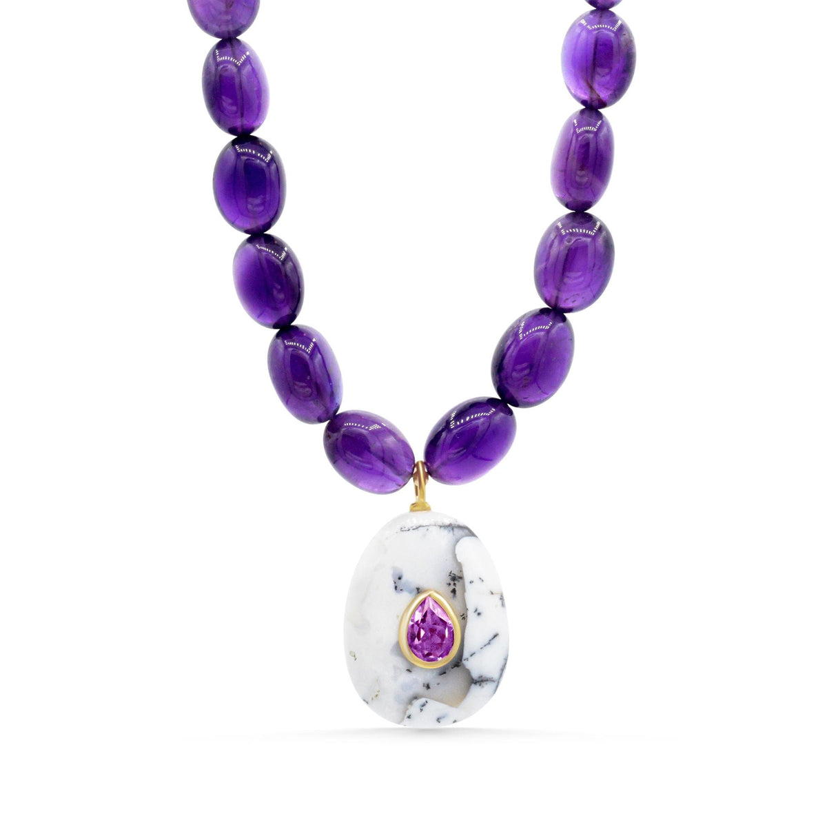 Violet Muse Amethyst Necklace - Dendrite Opal