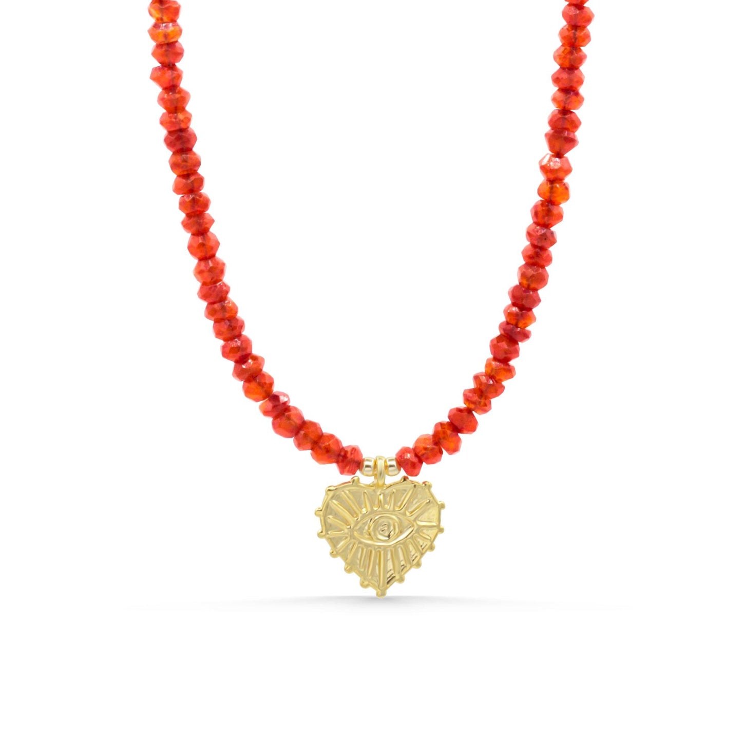 Sacred Flame Carnelian Necklace featuring vibrant orange-red beads on a silver chain, crafted by Earthly Abundance.