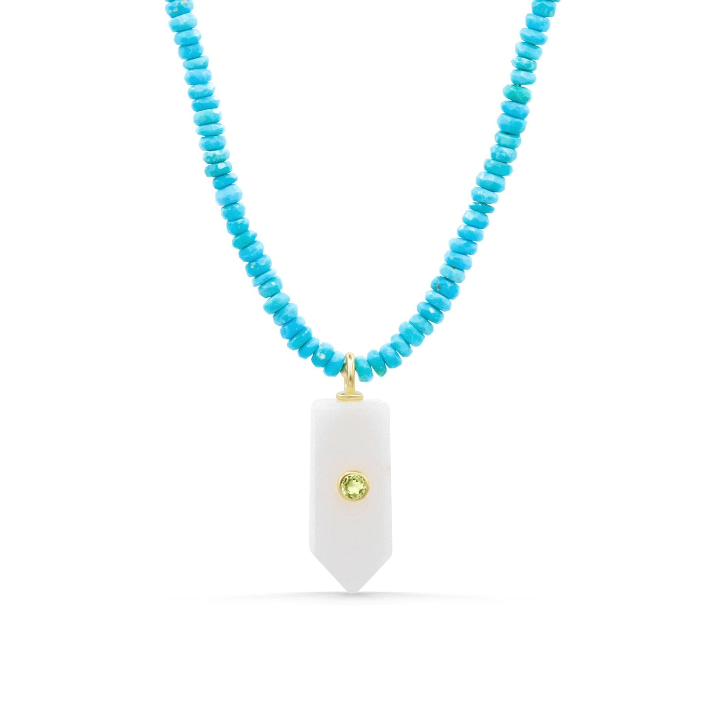 Earthly Abundance Capri Muse Necklace featuring turquoise, agate, and peridot gemstones on a delicate chain.