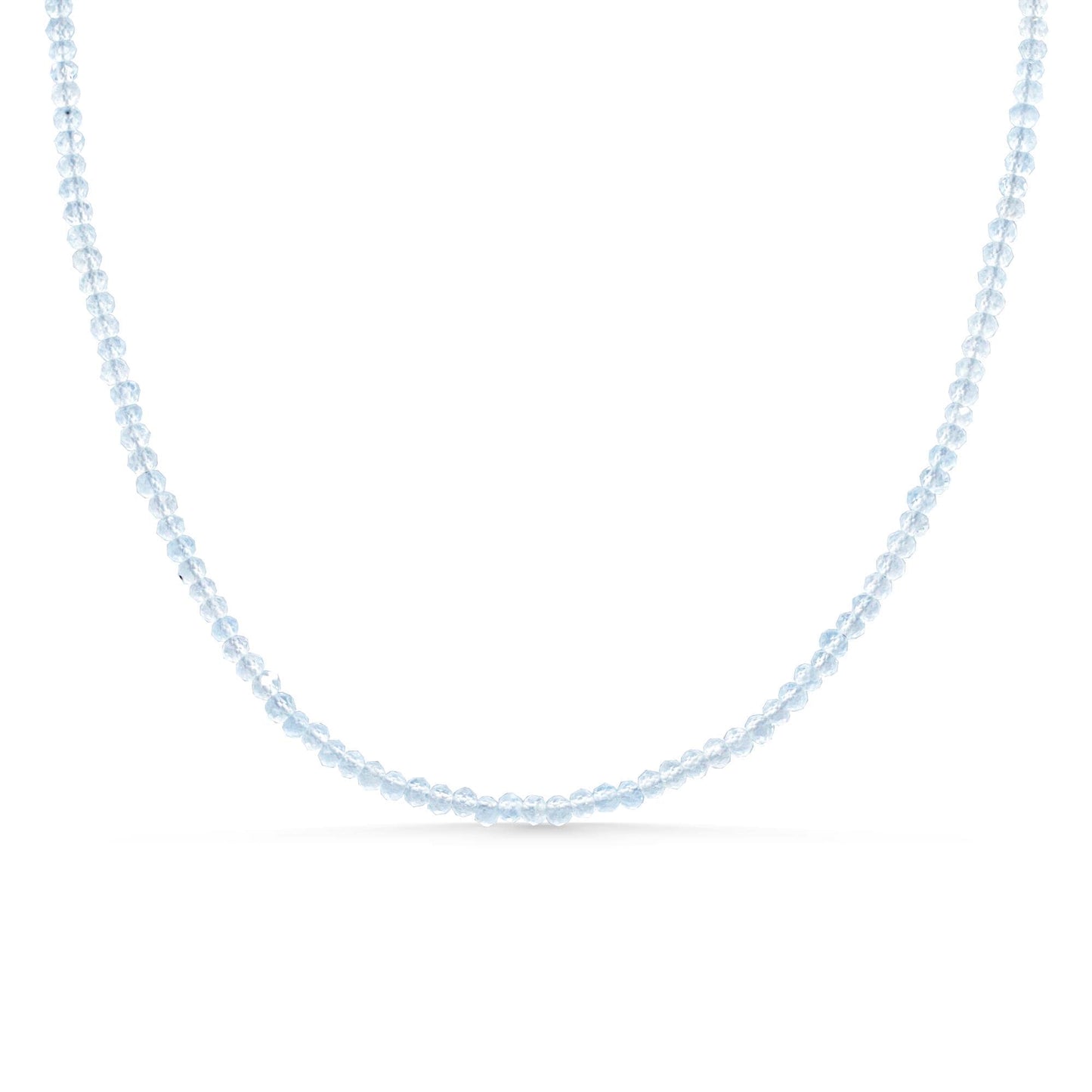 Earthly Abundance Everyday Aquamarine Necklace featuring a polished aquamarine gemstone pendant on a delicate chain.