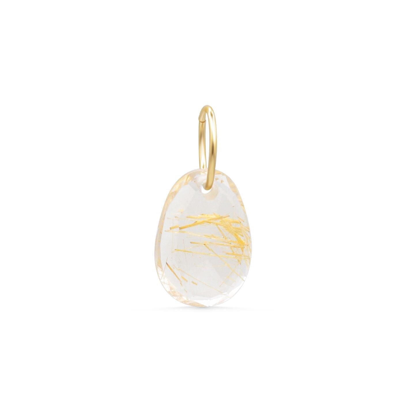 Rutilated Quartz pendant necklace with 14K gold setting, featuring a polished gemstone on a delicate chain.