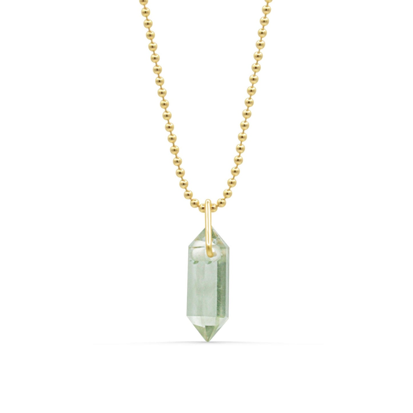 Green Amethyst Prism Pendant - 14K gold filled