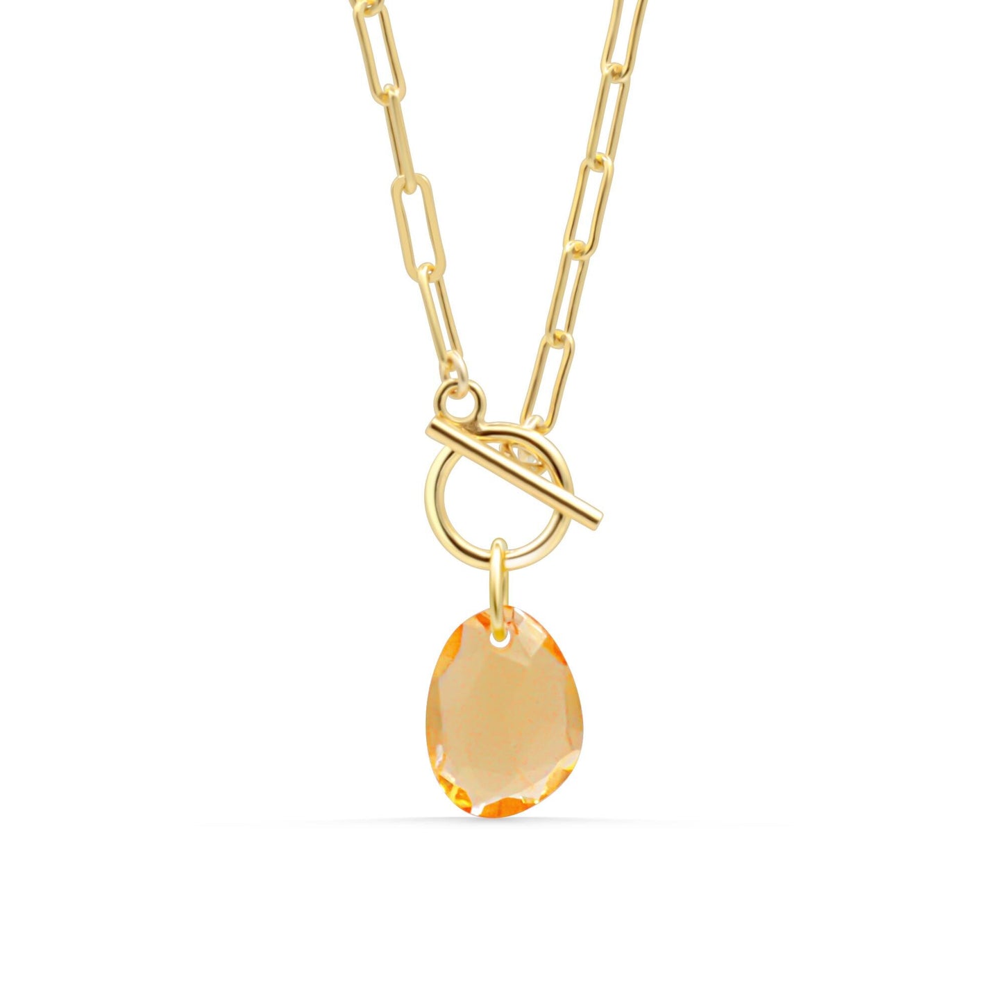 Citrine 14K gold filled toggle necklace