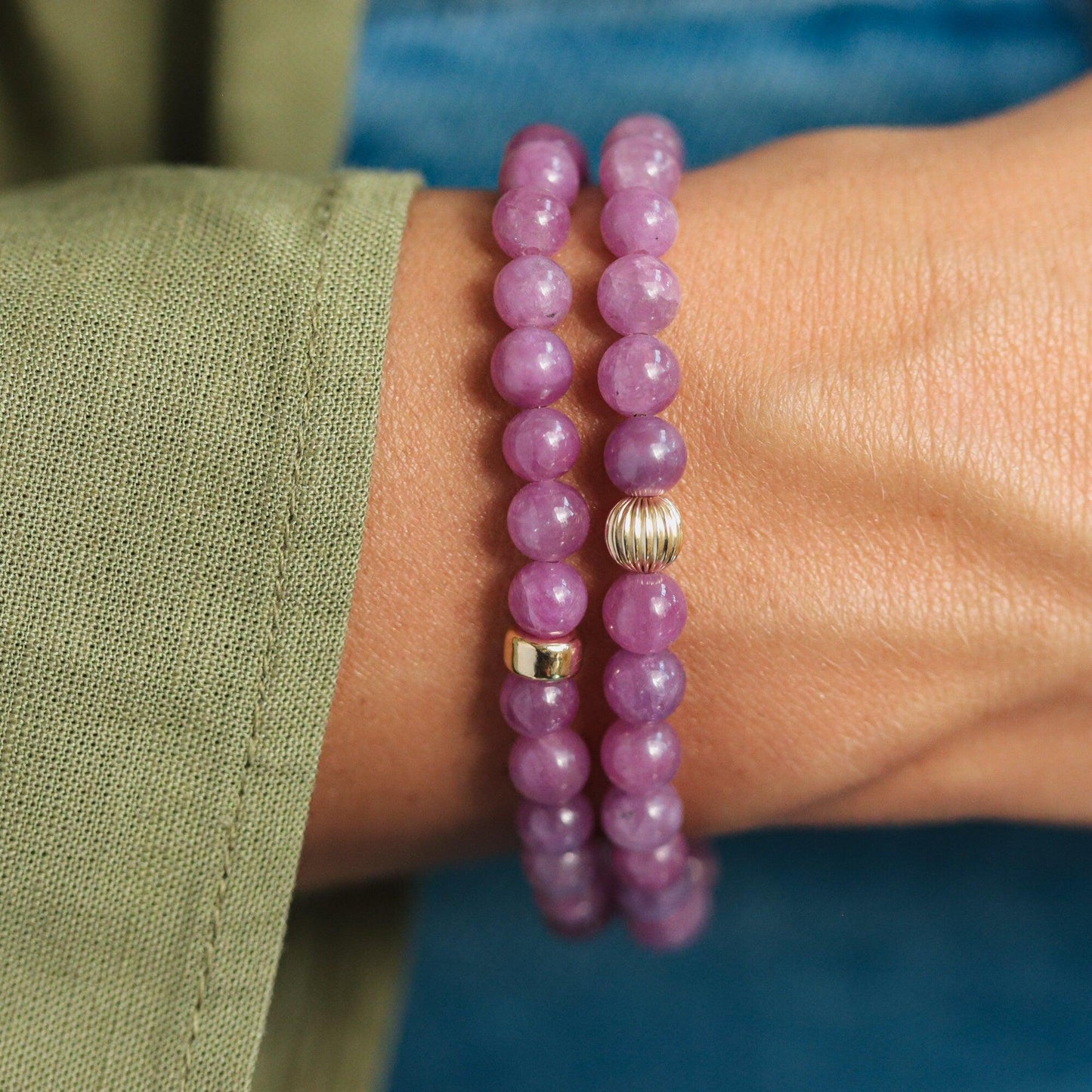 Earthly Abundance Gemma Ruby Bracelet featuring vibrant red ruby beads on a delicate silver chain.