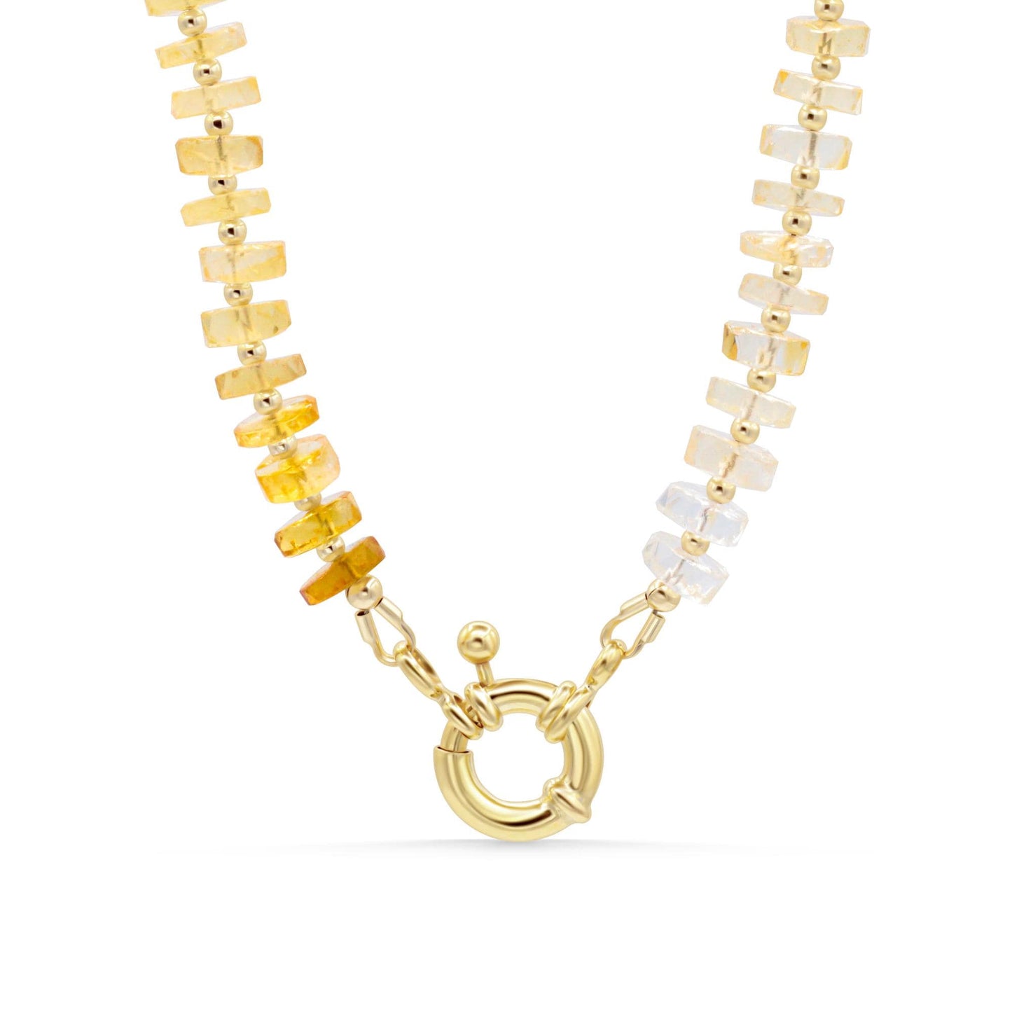 Lumen Citrine Necklace by Earthly Abundance featuring a polished yellow citrine gemstone pendant on a delicate chain.