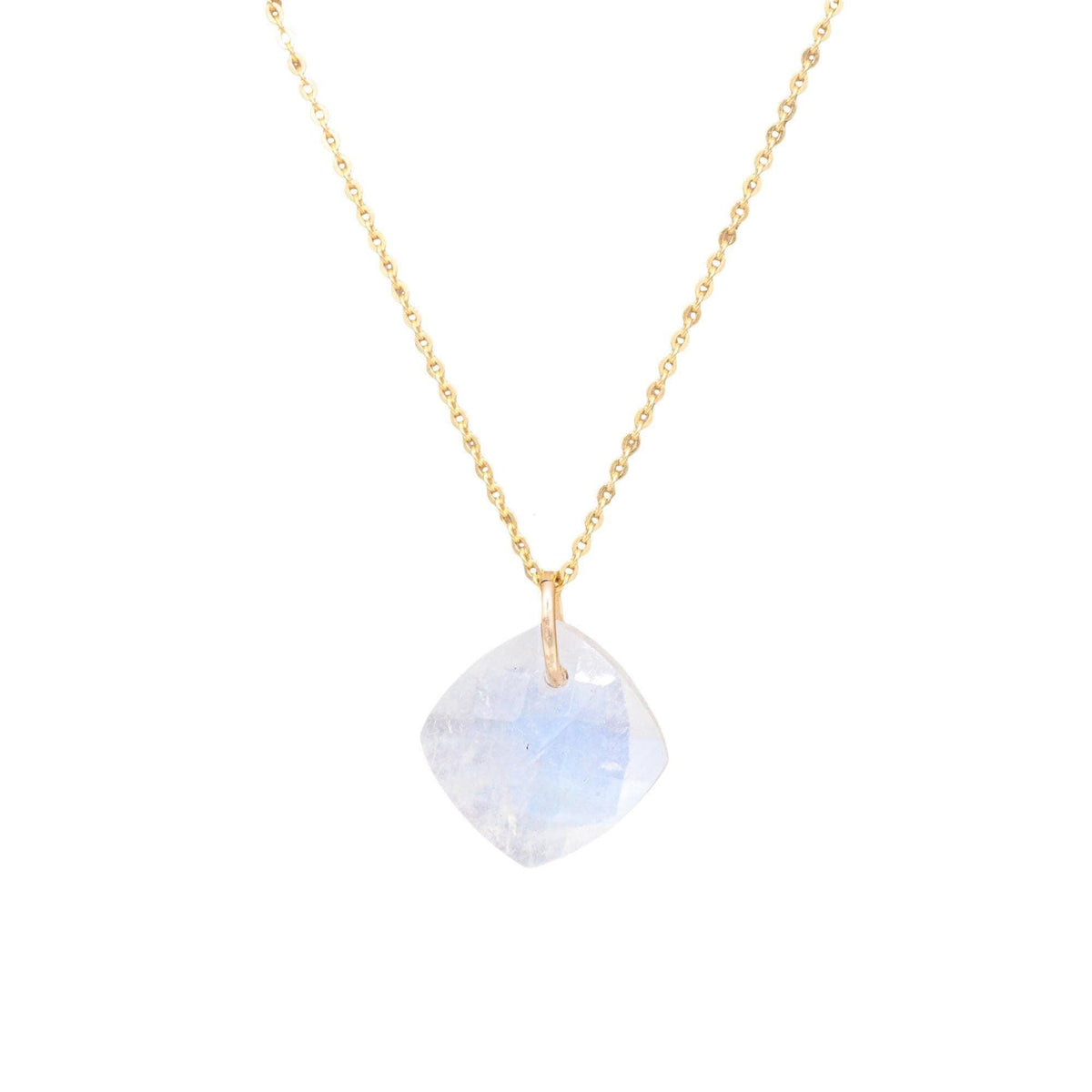 Rainbow Moonstone Faceted Pendant Necklace, Flash Moonstone Charm, Gold Filled Chain Option, Intuition Crystal Jewelry, Handmade in Canada