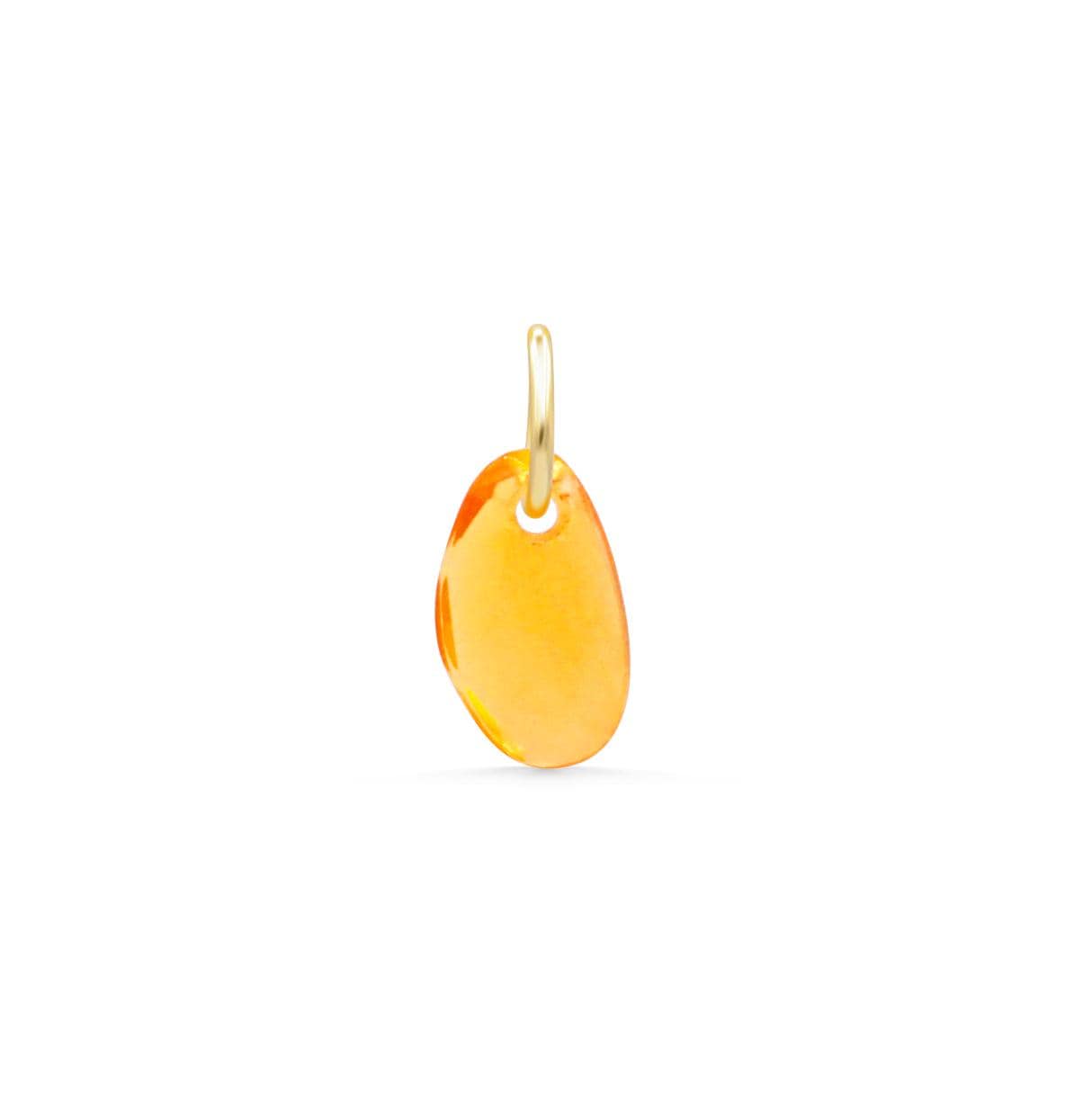 Mexican fire opal pendant necklace with 14K gold setting, featuring a vibrant orange-red gemstone on a delicate chain.