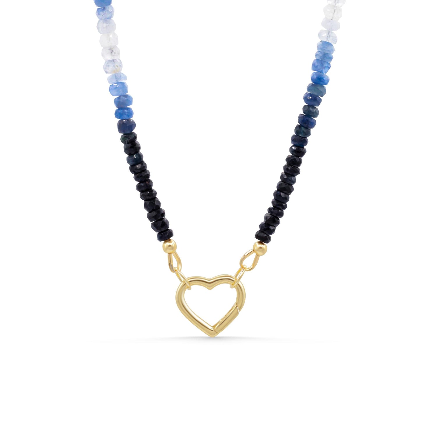 Ocean Heart Blue Sapphire Necklace | Genuine Natural Sapphire | 18" Gold Filled | Interchangeable Charm Necklace