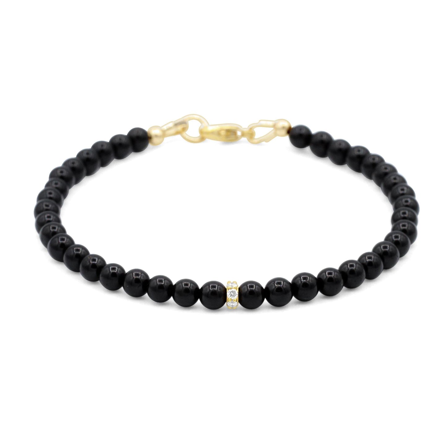 Midnight Icon – Black Tourmaline & Diamond Bracelet | Black Tourmaline Bracelet | Genuine Black Tourmaline | 14K Gold Diamond Bracelet