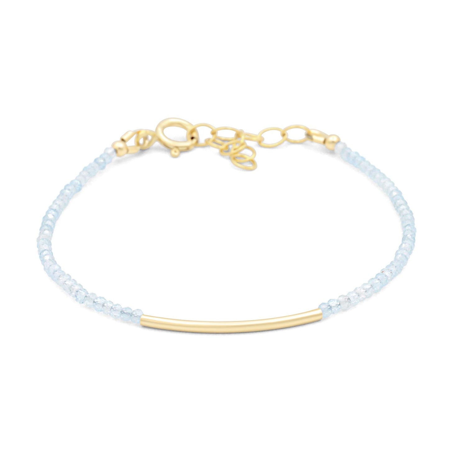 Aquamarine Bracelet | Genuine 2–2.5mm Faceted Aquamarine | Dainty Gemstone Bracelet | Gold Filled, Sterling Silver or Solid Gold