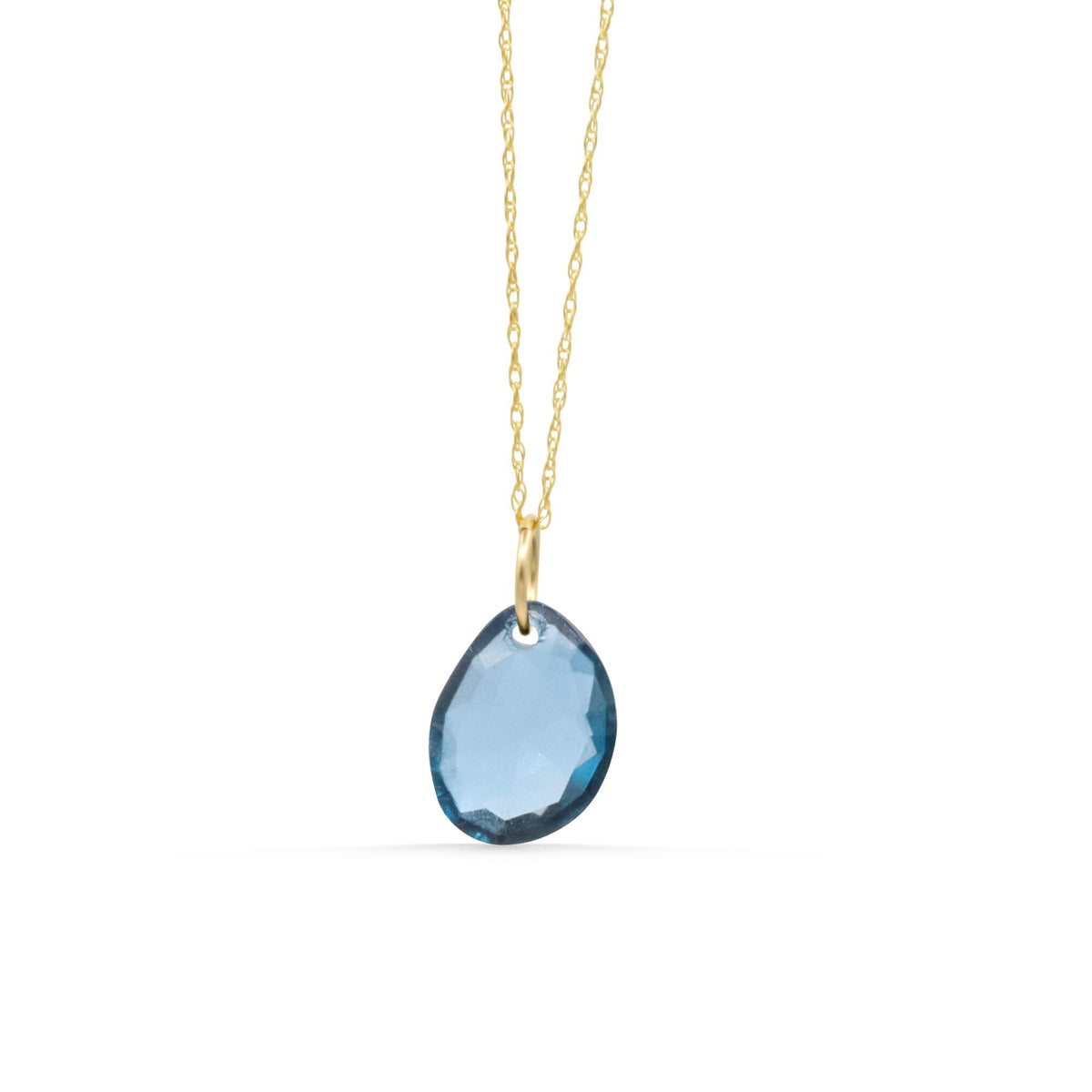 London Blue Topaz Pendant Necklace - 14K