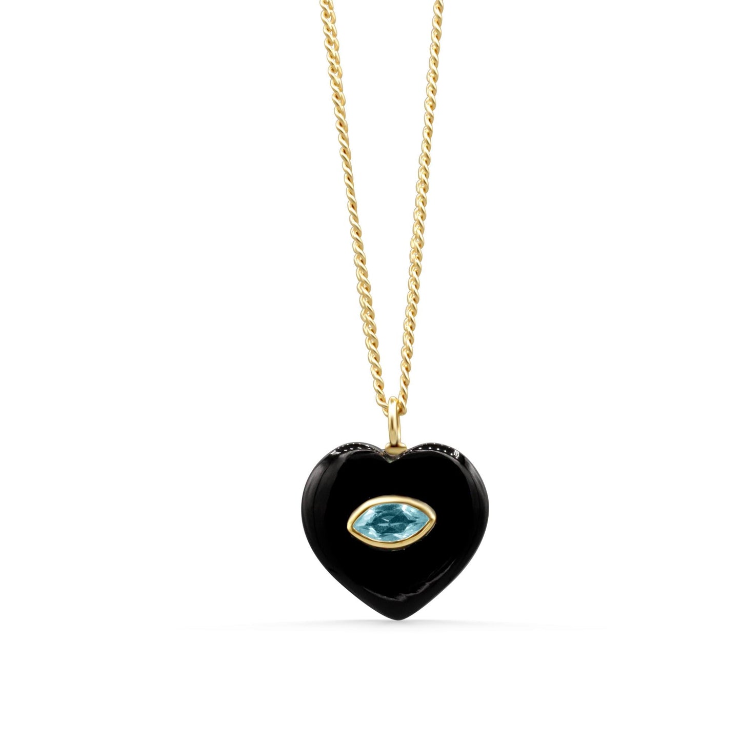 Twilight Heart | 14K gold filled beads with Black Agate and Blue Topaz